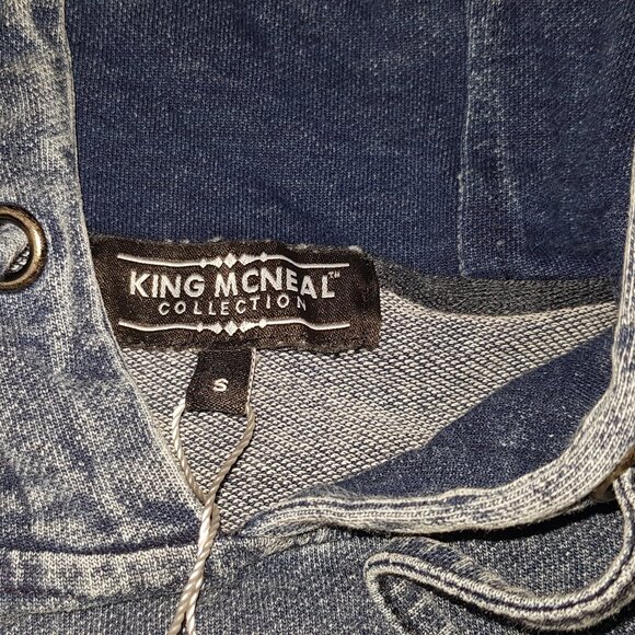 Delta 1913 Chenille Dark Washed Denim Hoodie King Mcneal Women size S - Picture 2 of 3